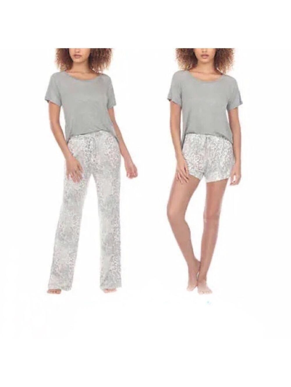 NEW-Honeydew 3PCs Super Soft Stretchy Gray Animal Print Pajama Lounge Set SZ MD